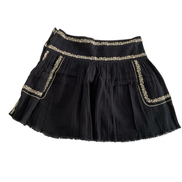 Isabel Marant Etoile Embroided Mini Skirt EU36 M Gray Raw Edge Boho Peasant Chic - Picture 2 of 11